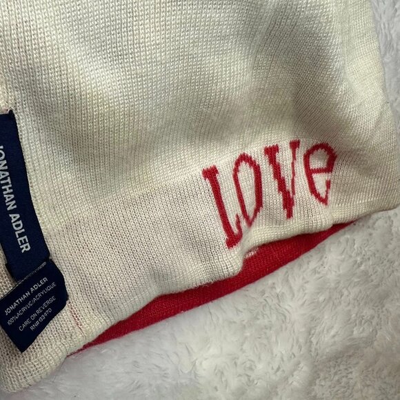 Share Jonathan Adler Peace Love Reversible Pink Winter Beanie One Size - Picture 9 of 9